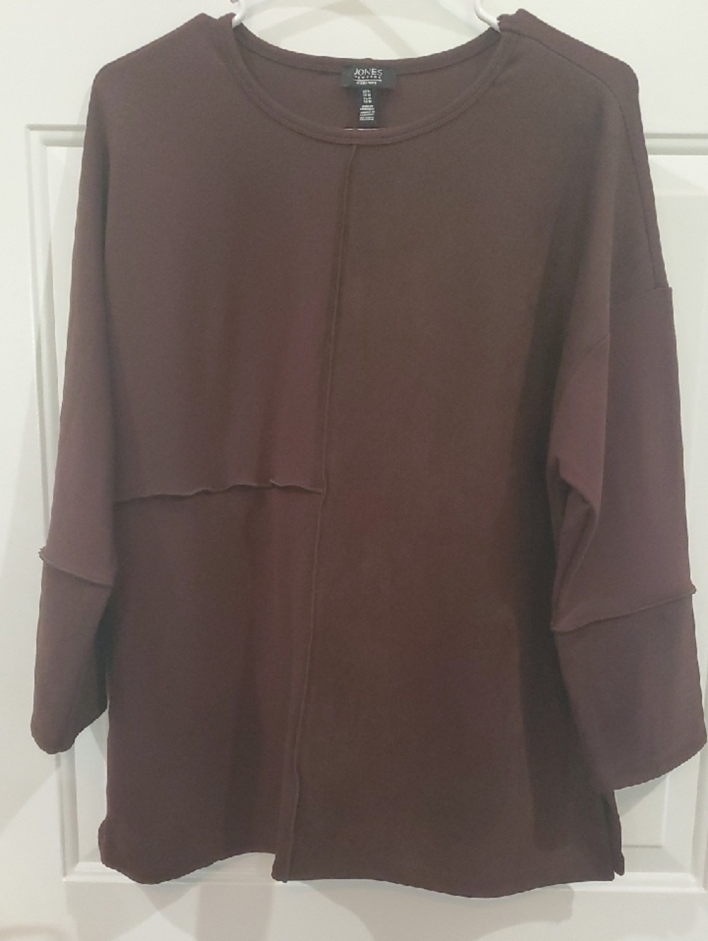 Jones New York Chocolate Brown Layered Suede Long Sleeve Top Medium